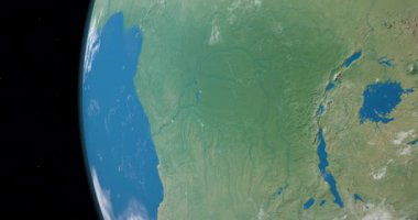 Dünya gezegenindeki Kongo Nehri, uzaydan gelen hava manzarası