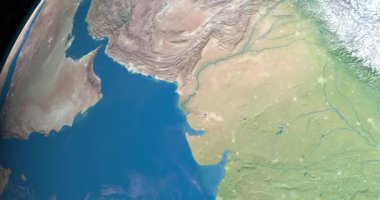 Dünya gezegenindeki İndus nehri, uzaydan gelen hava manzarası. Bu görüntünün elementleri NASA tarafından döşenmiştir