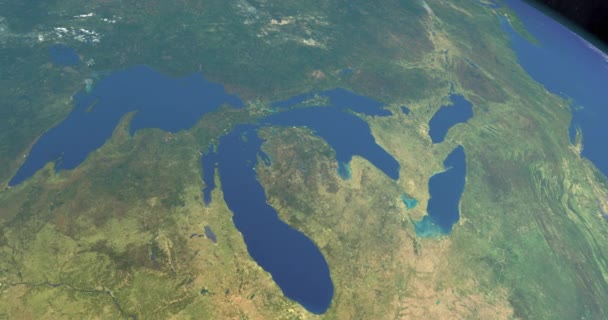 Great Lakes America Planet Earth Aerial View Outer Space — Stock Video