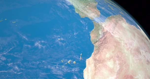 Kanarische Inseln Auf Dem Planeten Erde Luftaufnahme Aus Dem Weltraum — Stockvideo