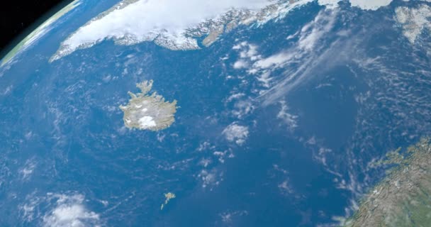 惑星地球のアイスランド 宇宙からの空中の眺め Nasaによって提供されたこの画像の要素 — ストック動画