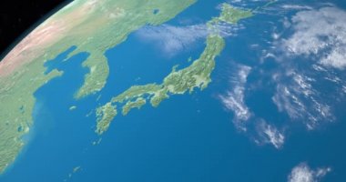 Dünya gezegeninde Japon denizi, uzaydan hava manzarası. Bu görüntünün elementleri NASA tarafından döşenmiştir