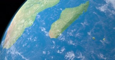 Dünya gezegenindeki Madagaskar Adası, uzaydan hava manzaralı. Bu görüntünün elementleri NASA tarafından döşenmiştir