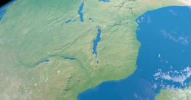 Dünya gezegenindeki Zambezi Nehri, dış uzaydan görüş. Bu görüntünün elementleri NASA tarafından döşenmiştir