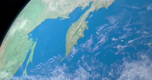 Halbinsel Kamtschatka Auf Dem Planeten Erde Luftaufnahme Aus Dem Weltraum — Stockvideo