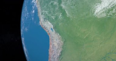 Dünya 'da Titicaca Gölü, uzaydan gökyüzü manzarası