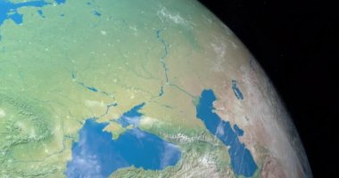 Dünya 'daki Ural nehri uzaydan