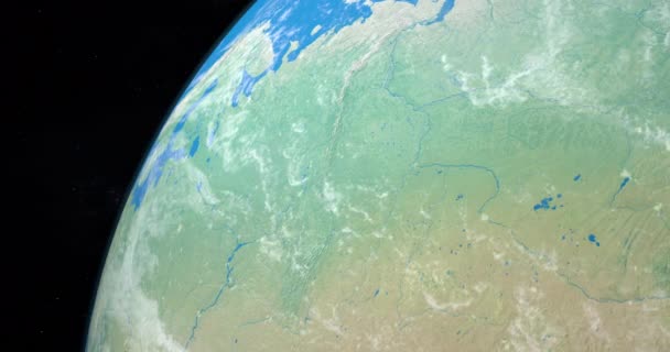 Rzeka Uralska Planecie Ziemia Widok Lotu Ptaka Kosmosu — Wideo stockowe