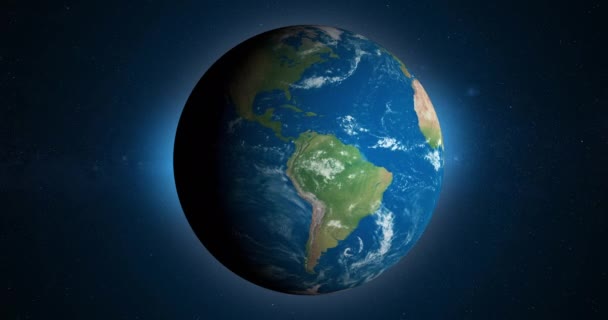 Earth Planet Rotating Its Own Orbit Outer Space Elements Image — Stock Video