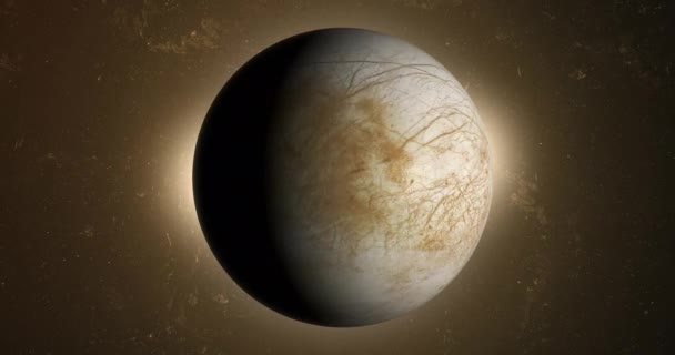 Europa Jupiterův Měsíc Rotující Své Vlastní Oběžné Dráze Vesmíru — Stock video