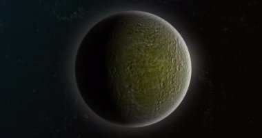 Rhea, Satürn 'ün uydusu, dış uzayda kendi yörüngesinde dönüyor.