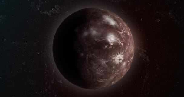 Titania Uydusu Uranüs Gezegeninin Doğal Uydusu Dış Uzayda — Stok video