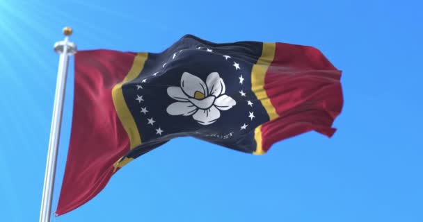 Vlajka Amerického Státu Mississippi Spojené Státy Vlnící Proti Větru Smyčka — Stock video