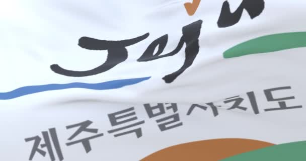 Bandera Jeju Provincia Corea Del Sur Bucle — Vídeo de stock