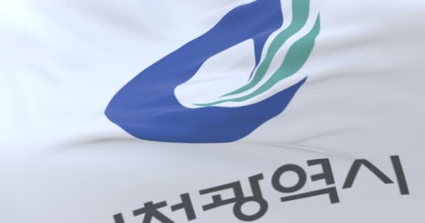 韓国の仁川市の旗 ループ — ストック動画