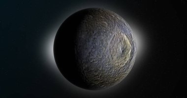 Mimas uydusu, Satürn 'ün uydusu, dış uzayda dönüyor.