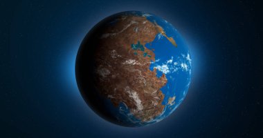 Dünya gezegeninde dönen Pangaea ya da Pangea Dünya Süperkıtası
