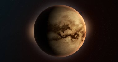 Titan, Satürn uydusu, dış uzayda dönüyor.