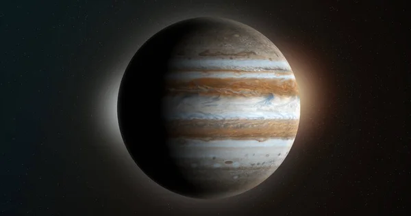 Jüpiter gezegeni dış uzayda kendi yörüngesinde dönüyor.