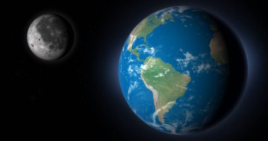 Earth planet and moon in the outer space clipart
