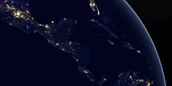Centroamérica Noche Planeta Tierra Girando Desde Espacio — Foto de Stock