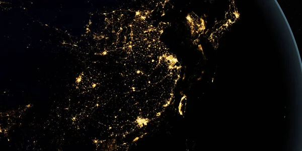 China Noche Planeta Tierra Girando Desde Espacio — Foto de Stock