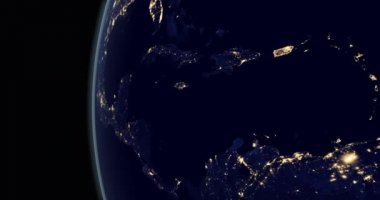 Orta Amerika kıtası geceleri uzaydan dönüyor