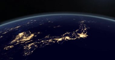 Gece vakti Japonya adası Dünya 'nın dış uzayından