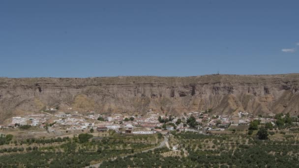 Gorafe Stad Och Badlands Berg Gorafe Granada Spanien — Stockvideo