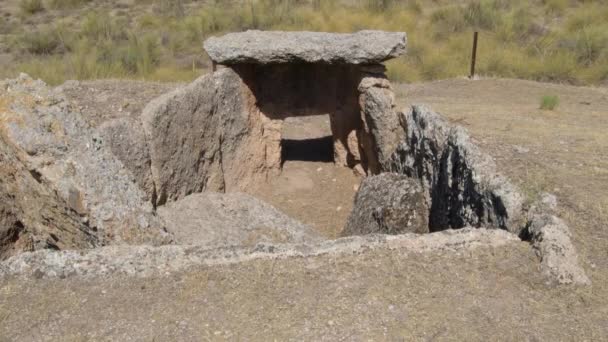 Megalitik Dolmen Gorafe Granada Spanya Eğil — Stok video