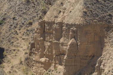 Dağların detayları çorak bir günde, Gorafe, Granada, İspanya