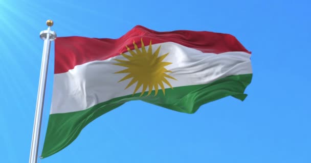 Kurden Schwenken Flagge Schleife — Stockvideo