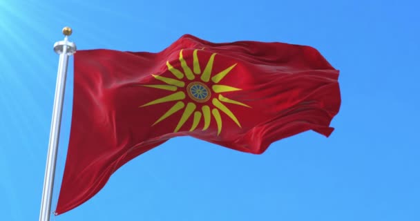 Македонский Народ Машет Флагом Петля — стоковое видео