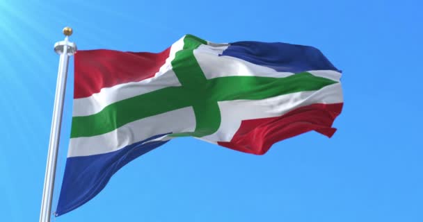 Bandera Provincia Groningen Países Bajos Bucle — Vídeo de stock