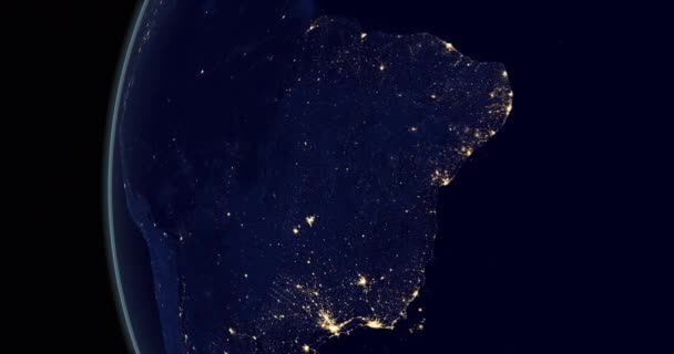 Brasil Noite Planeta Terra Espaço Sideral — Vídeo de Stock