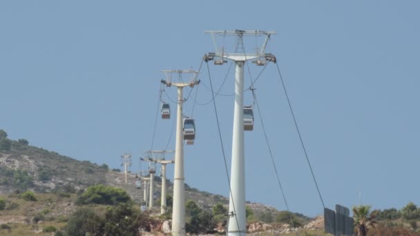 Linha Teleférico Das Montanhas Dia Ensolarado Benalmadena Málaga Espanha — Vídeo de Stock