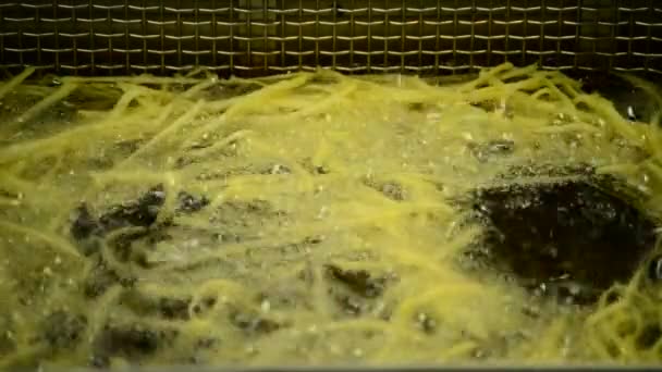 Patatine fritte con olio bollente — Video Stock