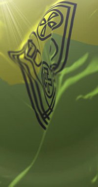 Zenica kenti, Bosna-Hersek bayrağı. Döngü. 4K Dikey