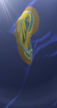 Arkhangai Eyaleti bayrağı, Moğolistan. Döngü. 4K Dikey