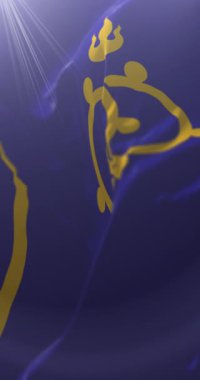 Moğolistan 'ın Darkhan-Uul Eyaleti bayrağı. Döngü. 4K Dikey