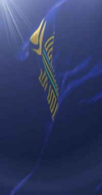 Ovorkhangai Eyaleti bayrağı, Moğolistan. Döngü. 4K Dikey