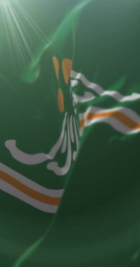 Tov Eyaleti bayrağı, Moğolistan. Döngü. 4K Dikey