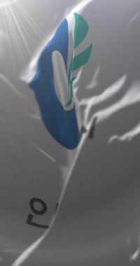 Incheon bayrağı, Güney Kore. Döngü. 4K Dikey