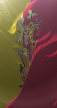 Güney Afrika 'nın başkenti Arms Coat' lu Pretoria bayrağı. 4K Dikey