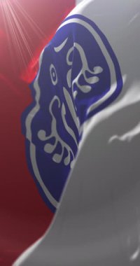 Rakhine Eyaleti bayrağı, Myanmar. 4K dikey. Döngü