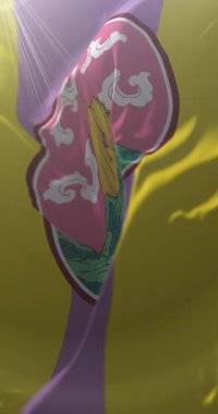 Tayland, Phatthalung Eyaleti bayrağı. Döngü. 4K Dikey