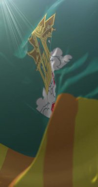 Ranong bayrağı, Tayland. Döngü. 4K Dikey