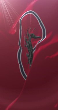 Sing Buri bayrağı, Tayland. Döngü. 4K Dikey