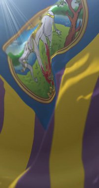 Tak Eyaleti bayrağı, Tayland. Döngü. 4K Dikey