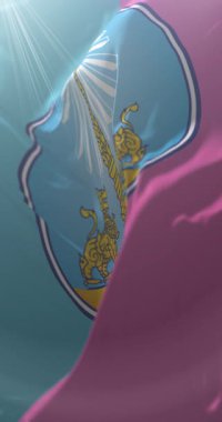 Yasotharapura ya da Yosathon bayrağı, Tayland. Döngü. 4K Dikey